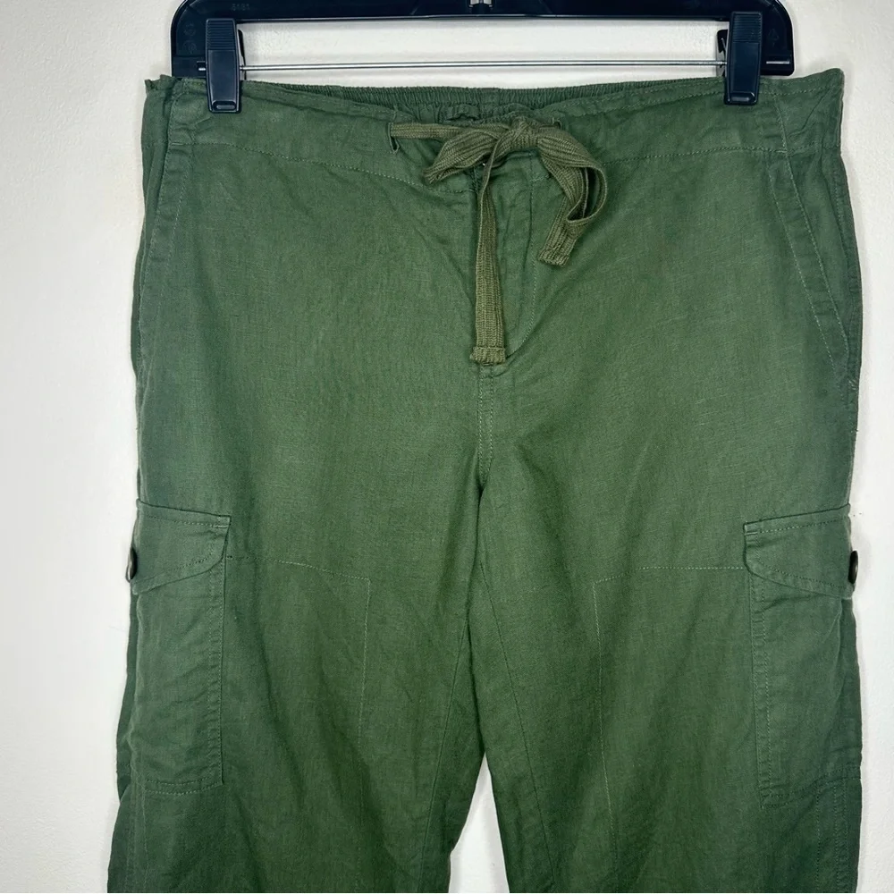 J. Crew Linen Blend Green Cargo Pants for Women Size 2